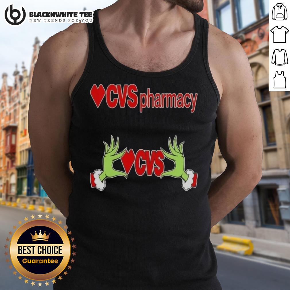 Awesome Grinch Hands Love Cvs Pharmacy Christmas Tank Top Awesome Grinch hands holding a heart on a Christmas tank top from CVS Pharmacy, perfect for festive holiday wear.