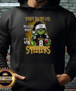 Awesome Grinch Santa Hat hoodie for Pittsburgh Steelers fans, perfect for Christmas and showcasing team spirit.