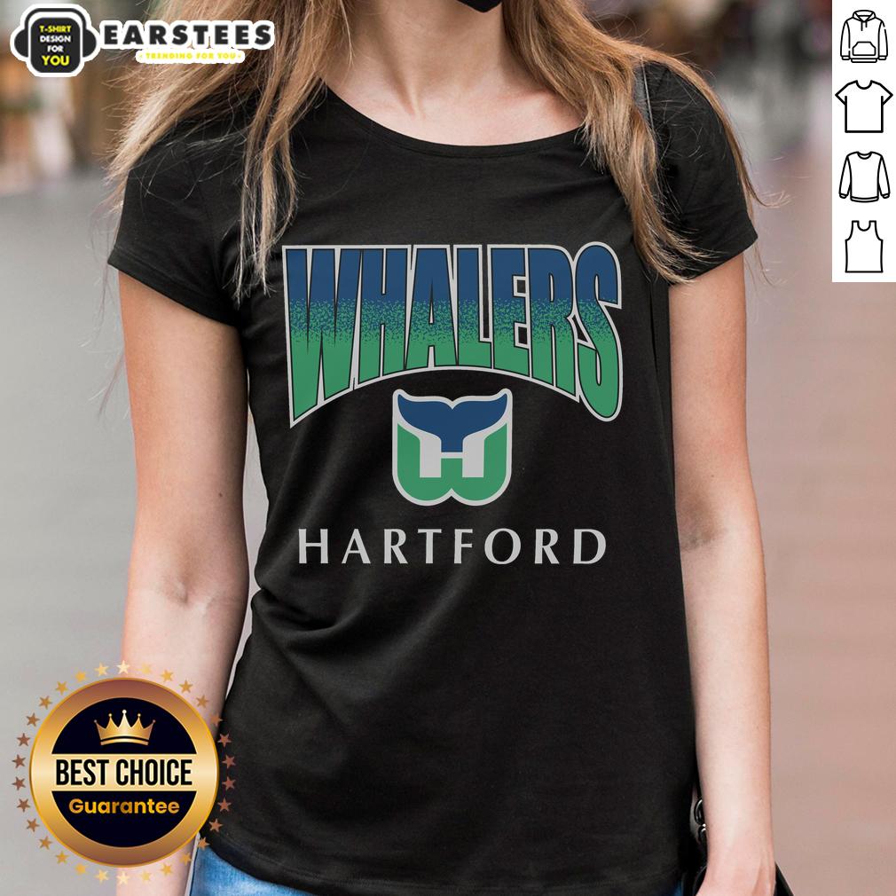 awesome-hartford-whalers-vintage-sweep-down-ladies-tee Alt Text: Vintage Hartford Whalers ladies tee featuring a stylish sweep design, perfect for hockey fans and retro apparel lovers.