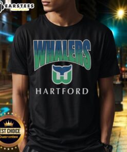 Awesome Hartford Whalers vintage sweep down T-shirt featuring classic logo and retro design for hockey fans.