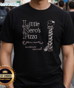 Awesome Home Alone Little Nero's Pizza T-Shirt featuring iconic pizza graphic and festive design for fans of the classic film.