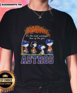 Awesome Houston Astros X Peanuts Snoopy and Friends autumn ladies tee celebrating the most wonderful time of the year.