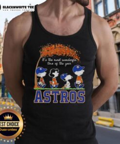 Awesome Houston Astros X Peanuts Snoopy tank top for autumn, celebrating 'It's the Most Wonderful Time of the Year.'
