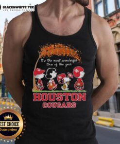 Awesome Houston Cougars X Peanuts Snoopy tank top for autumn, celebrating the most wonderful time of the year.