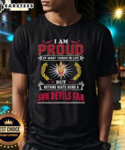 Alt Text: Arizona State Sun Devils fan t-shirt showcasing pride with 'I Am Proud Of Many Things' design.