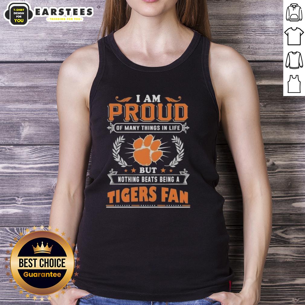 awesome-i-am-proud-of-many-things-in-life-but-nothing-beats-being-a-clemson-tigers-fan-tank-top Clemson Tigers fan wearing a tank top that says 'I Am Proud Of Many Things, But Nothing Beats Being A Clemson Tigers Fan'.