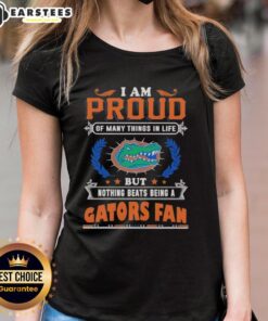 Florida Gators fan ladies tee showcasing pride with 'Awesome I Am Proud Of Many Things' design in vibrant colors.