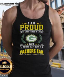 Green Bay Packers fan tank top featuring 'Awesome I Am Proud Of Many Things' design, perfect for game day and team spirit.