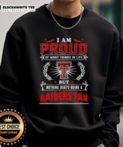 Texas Tech Red Raiders fan sweatshirt showcasing pride with the phrase 'Awesome: Proud of Many Things in Life.'
