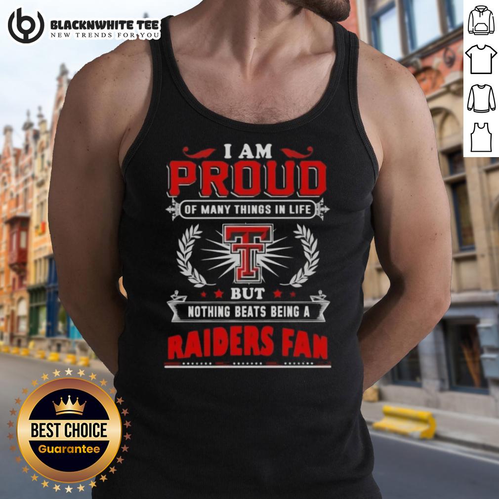 Awesome I Am Proud Of Many Things In Life But Nothing Beats Being A Texas Tech Red Raiders Fan Tank Top Texas Tech Red Raiders fan tank top showcasing pride with the phrase 'Awesome, I Am Proud of Many Things in Life'.
