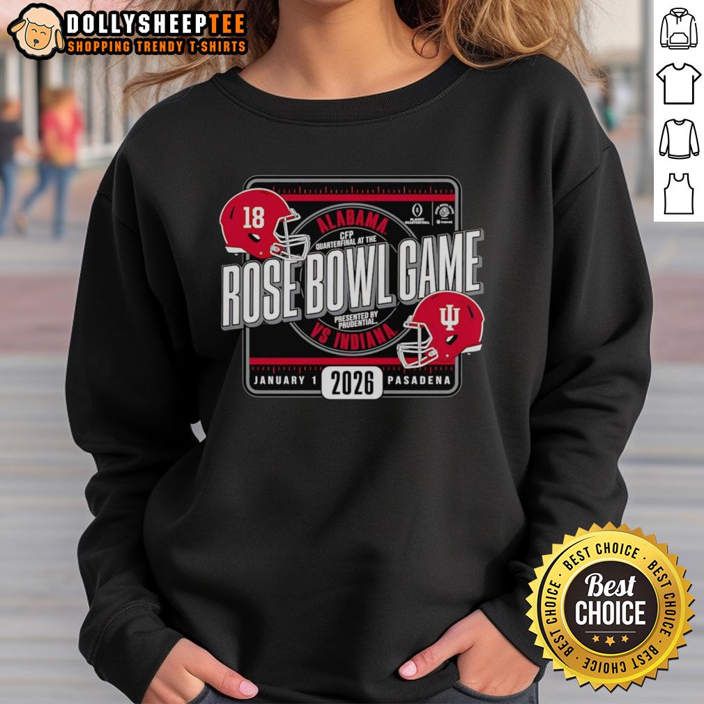 Awesome Indiana Football 2026 Rose Bowl Game Head To Head Sweatshirt Awesome Indiana Football 2026 Rose Bowl Game sweatshirt featuring team colors and logo for fans.
