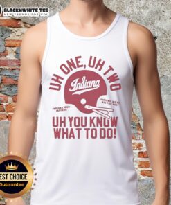 Alt Text: Awesome Indiana Hoosiers football tank top featuring a bold helmet design, perfect for game day enthusiasts.
