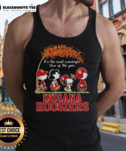 Indiana Hoosiers X Peanuts Snoopy tank top for autumn, celebrating 'It's the Most Wonderful Time of the Year' vibe.