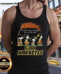 Awesome Iowa Hawkeyes X Peanuts Snoopy tank top celebrating autumn and the joy of the season.
