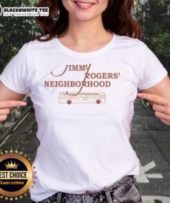 Alt Text: Awesome Jimmy Rogers Neighborhood Gold Ladies Tee featuring vibrant design and comfortable fit for stylish casual wear.