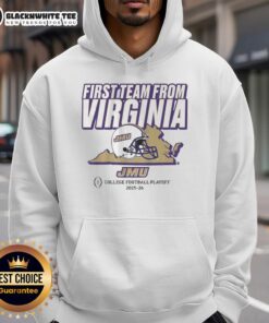 Alt Text: Awesome JMU Football CFP's first team from Virginia hoodie showcasing school pride and football spirit.