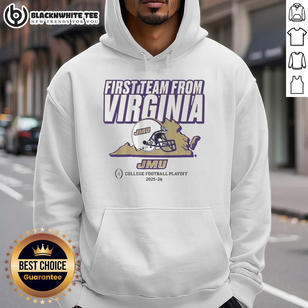 Awesome Jmu Football Cfp'S First Team From Virginia Hoodie Alt Text: Awesome JMU Football CFP's first team from Virginia hoodie showcasing school pride and football spirit.