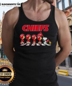 Awesome Kansas City Chiefs X Peanuts Snoopy and Friends Abbey Road tank top featuring vibrant graphics and playful design.
