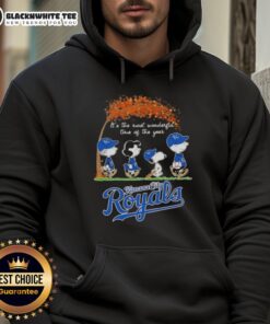Kansas City Royals X Peanuts Snoopy hoodie celebrating autumn and the joy of the season, perfect for fans.