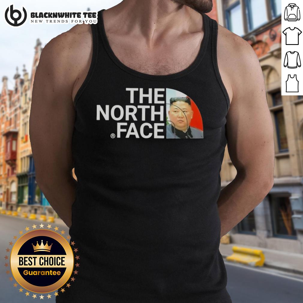 Awesome Kim Jong Un The North Face Tank Top Kim Jong Un wearing The North Face tank top, showcasing a unique style in a vibrant outdoor setting.