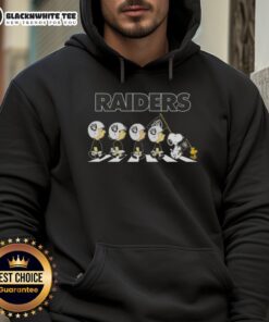 Awesome Las Vegas Raiders X Peanuts Snoopy and Friends Abbey Road hoodie featuring vibrant graphics and team spirit.