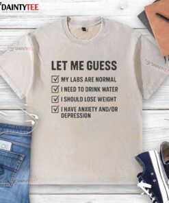Awesome Let Me Guess Labs Are Normal washed t-shirt displayed on a hanger, showcasing its casual and trendy design.