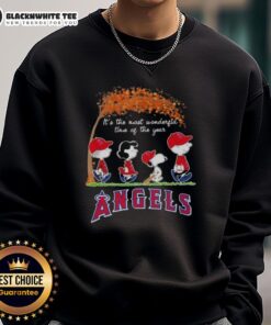 Cozy Los Angeles Angels X Peanuts Snoopy sweatshirt for autumn, celebrating the most wonderful time of the year.