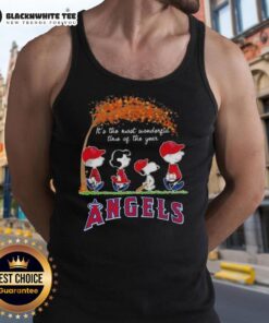 Awesome Los Angeles Angels X Peanuts Snoopy tank top featuring autumn design, perfect for celebrating the season.
