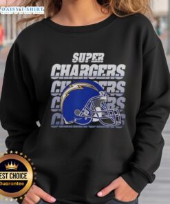 Alt Text: Awesome Los Angeles Chargers football sweatshirt featuring Super Chargers helmet design, perfect for fans.
