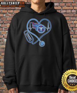 Alt Text: Awesome Love Tennessee Titans Stethoscope Headphones Fans Hoodie showcasing team spirit for dedicated NFL supporters.