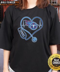 Awesome Love Tennessee Titans Stethoscope Headphones Ladies Tee for fans, showcasing team spirit and style.