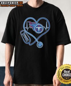 Awesome Love Tennessee Titans Stethoscope Headphones Fans T-Shirt featuring vibrant team colors and stylish design for fans.