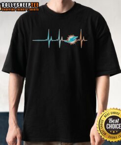 Alt Text: Awesome Miami Dolphins NFL Heartbeat T-Shirt featuring vibrant team colors and a stylish heartbeat graphic design.