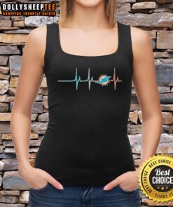 Awesome Miami Dolphins NFL heartbeat tank top featuring vibrant team colors and stylish design for fans.