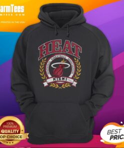 Retro Miami Heat NBA logo hoodie with laurel wreath frame, perfect for basketball fans and sports enthusiasts.