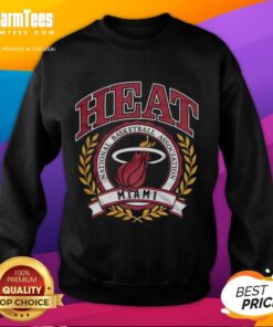 Alt Text: Retro Miami Heat sweatshirt featuring the NBA logo and laurel wreath design, perfect for basketball fans.