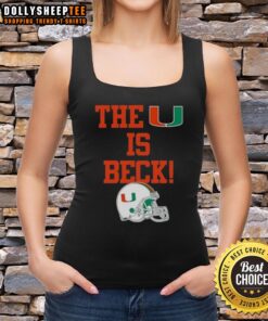 Alt Text: Awesome Miami Hurricanes football tank top featuring The U is Back helmet design, perfect for fans and game day.