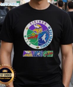 Awesome Minnesota City Sports T-Shirt featuring Vikings, Timberwolves, and Wild logos, perfect for fans.