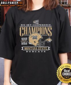 Awesome Montana State Bobcats 2025 Big Sky Conference Football Champions helmet on a stylish ladies tee.