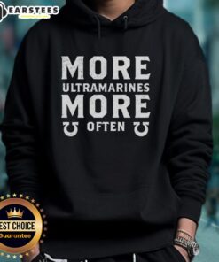 Alt Text: Awesome More Ultramarines More Often hoodie featuring vibrant blue design and Warhammer 40K logo.