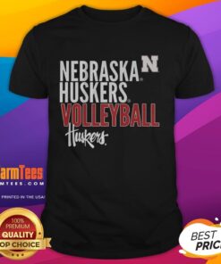 Awesome Nebraska Huskers Volleyball text logo overlay T-shirt showcasing team spirit and athletic style for fans.