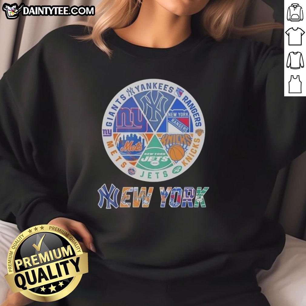 awesome-new-york-mets-new-york-knicks-new-york-giants-new-york-knicks-and-rangers-mashup-logo-sweatshirt Alt Text: Awesome New York Mets, Knicks, Giants, and Rangers mashup logo sweatshirt showcasing NYC sports team pride.