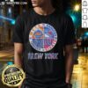 Alt Text: Awesome New York Mets, Rangers, Yankees, Giants mashup logo t-shirt showcasing iconic NYC sports teams in vibrant design.