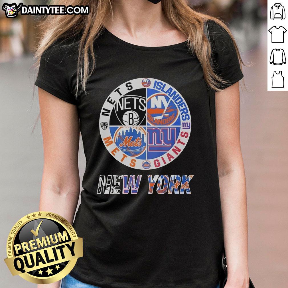 awesome-new-york-nets-new-york-islanders-new-york-mets-new-york-giants-mashup-logo-ladies-tee Awesome New York Nets, Islanders, Mets, Giants mashup logo on a ladies tee, perfect for NYC sports fans.