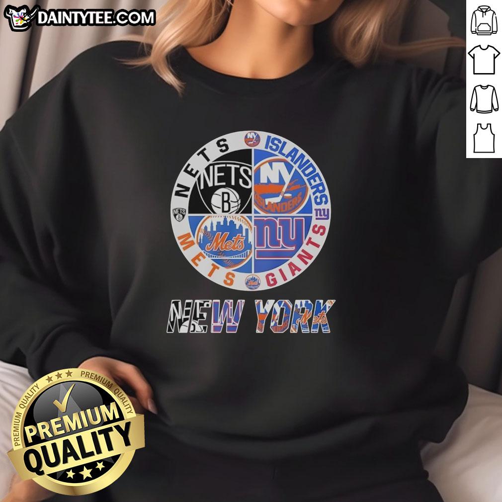 awesome-new-york-nets-new-york-islanders-new-york-mets-new-york-giants-mashup-logo-sweatshirt Alt Text: Awesome New York Nets Islanders Mets Giants mashup logo sweatshirt showcasing iconic NYC sports teams.