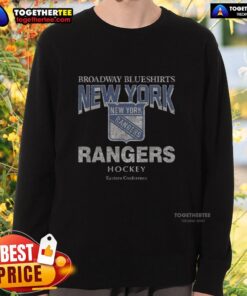 Awesome New York Rangers head-on sweatshirt featuring team logo, perfect for fans and cozy game-day wear.