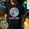 Alt Text: Awesome New York Yankees, Rangers, Jets, Knicks mashup logo t-shirt showcasing NYC sports team pride.
