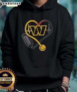 Awesome Nurse Love Washington Commanders Hoodie featuring a stylish design perfect for fans and healthcare heroes.
