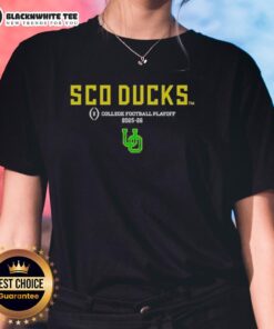 Awesome Oregon Ducks 2025-26 CFP Sco Ducks ladies tee showcasing team spirit and style for female fans.