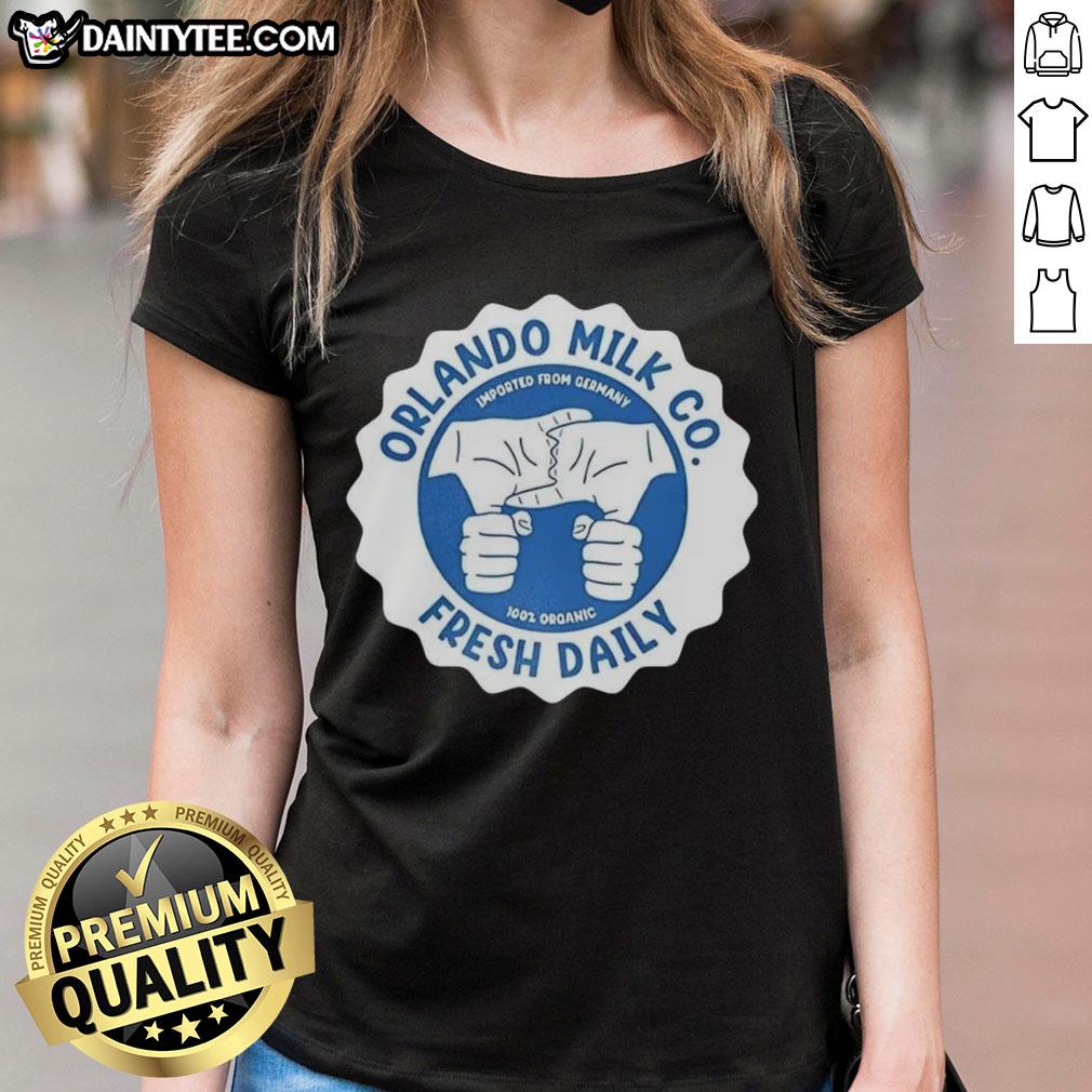 awesome-orlando-milk-co-fresh-daily-imported-from-germany-100-percent-organic-logo-ladies-tee Awesome Orlando Milk Co. 100% Organic logo on a ladies tee, fresh daily and imported from Germany.